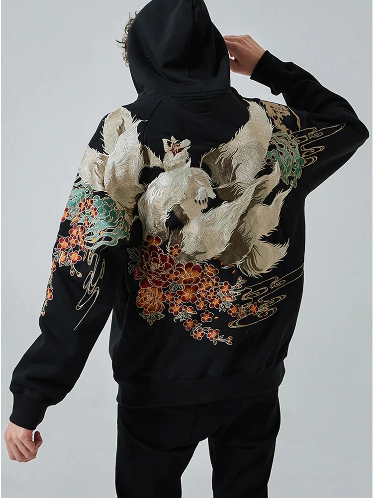 Women Man Hoodies Zip-up Harajuku Oversized Solid Pocket Hooded Sweatshirts Autumn Long Sleeve Loose Chinese Jacket