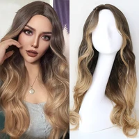 sivir synthetic wigs for women natural wave wig gradient golden brown color middle parting trendy fashion hairstyle dailyparty