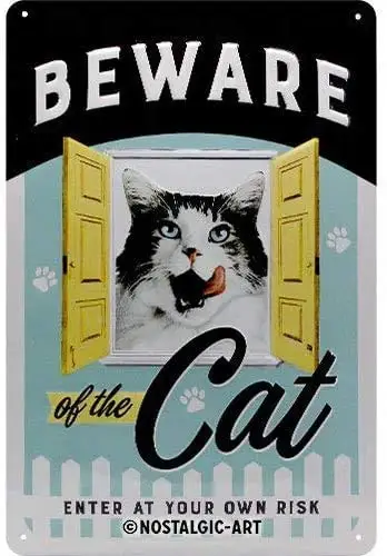 

SLALL Beware of The Cat Retro Street Sign Household Metal Tin Sign Bar Cafe Car Motorcycle Garage Decoration Supplies