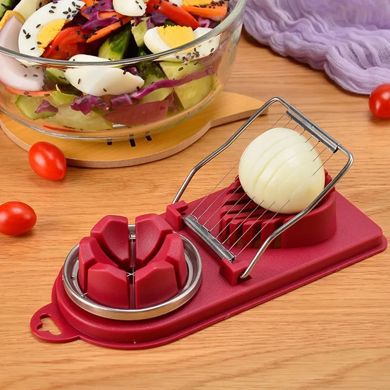 

Kitchen Gadgets Multifunctional Upgrade Egg Cutter Stainless Steel Slicer Sectioner Mold Flower-Shape Luncheon Meat Tools