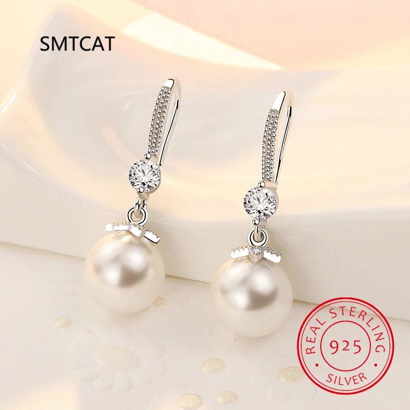 

Женские серьги-подвески SMTCAT, из серебра 925 пробы, с длинным жемчугом и кубическим цирконием, элегантные аксессуары для помолвки и свадьбы, мо...