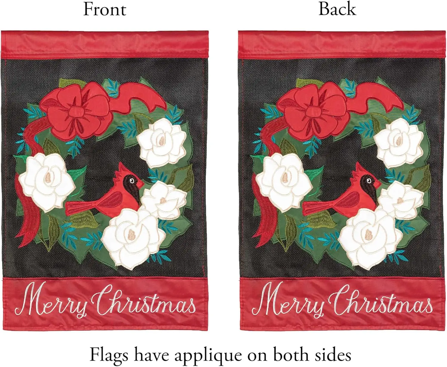 Фото Magnolia Garden Merry Christmas Red Poinsettia 13 x 18 Polyester Outdoor Hanging Garden Flag №4