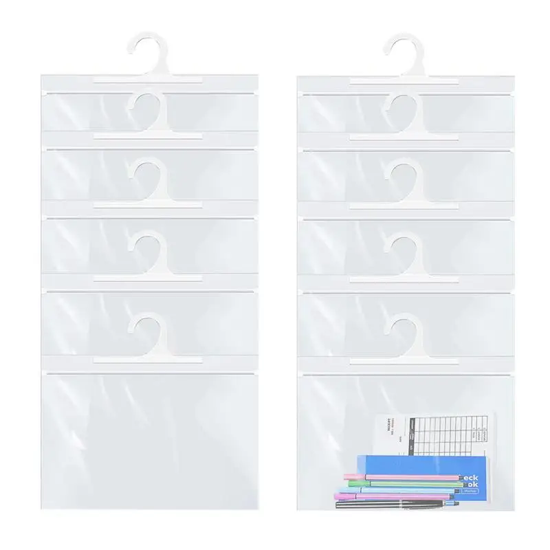 

Clear Hang Up Bags 10Pcs Large Hook Hang-Up Clear Bags Book Pouch Large Hook Clear Storage Bags For Classroom Library And