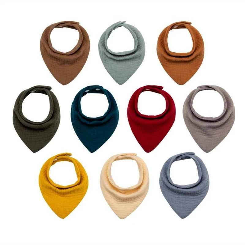 

10pcs Drool Bibs for Baby Toddler Solid Color Feeding Teething Drooling Bibs 40JC