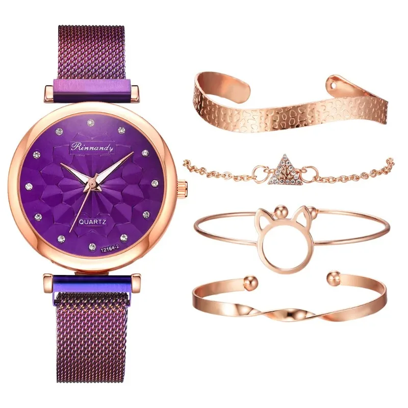 

Комплект часы женские модные кварцевые наручные часы с сетчатым браслетом роскошные женские часы подарок повседневные женские часы