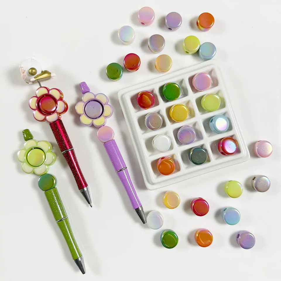 Круглые бусины 16 мм в виде тарелки с молочным планшетом Цветочные для