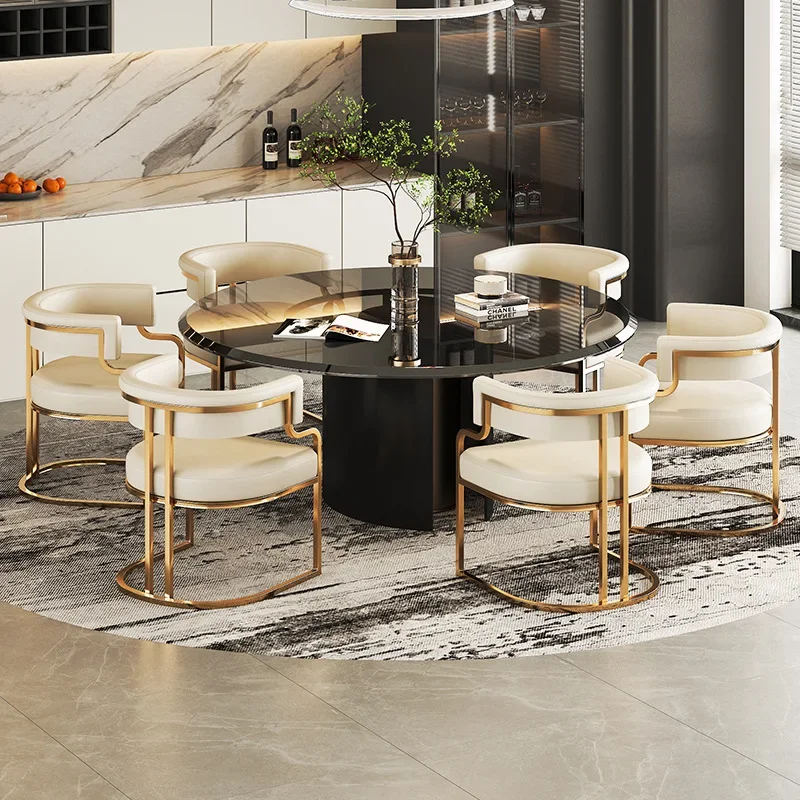 Обеденные стулья с металлическими ножками современные роскошные подлокотники