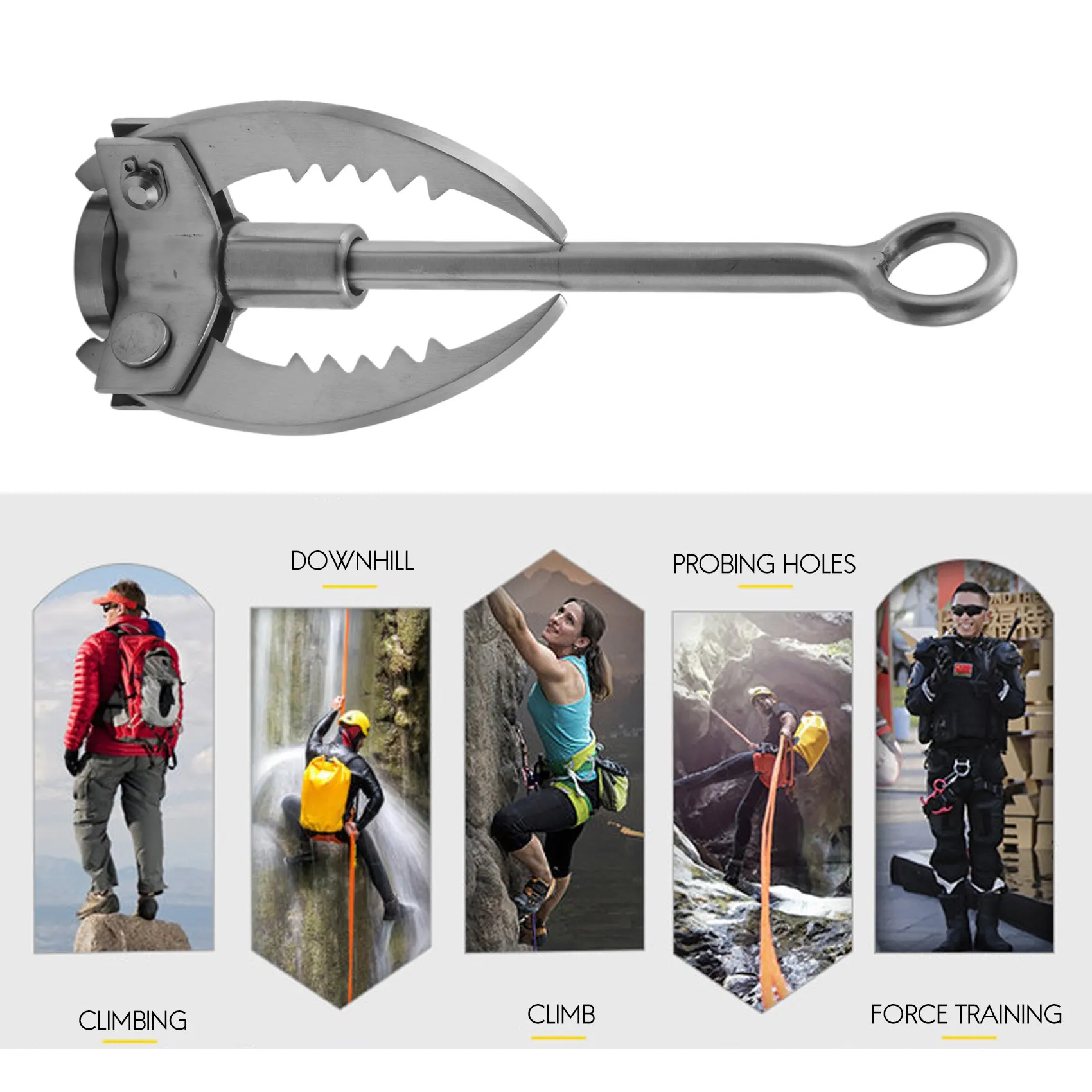 

Outdoor Sporting Wilderness Survival Carabiner Grappling Folding Three Paws Hook Ice Rock Mountain Climbing Tool