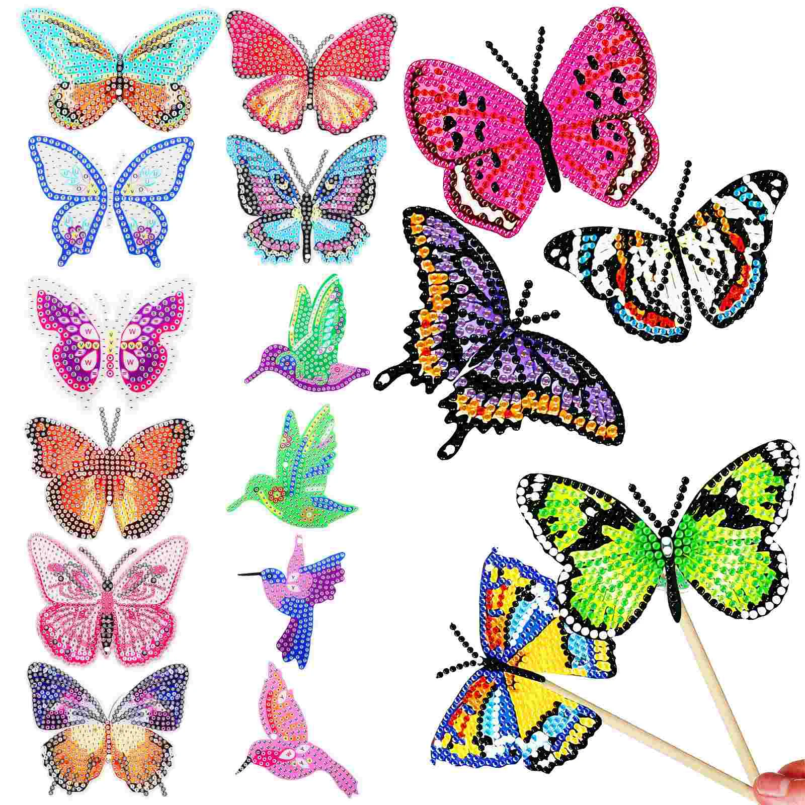 

1 Set Diamonds For Crafts Garden Stake Decorations Bird Butterfly Diamond Stakes for Outdoor Yard Patio