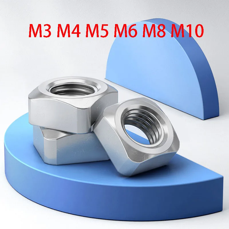 

10Pcs M3 M4 M5 M6 M8 M10 316 Stainless Steel Square Nuts Grade 6.8 Locking Nuts