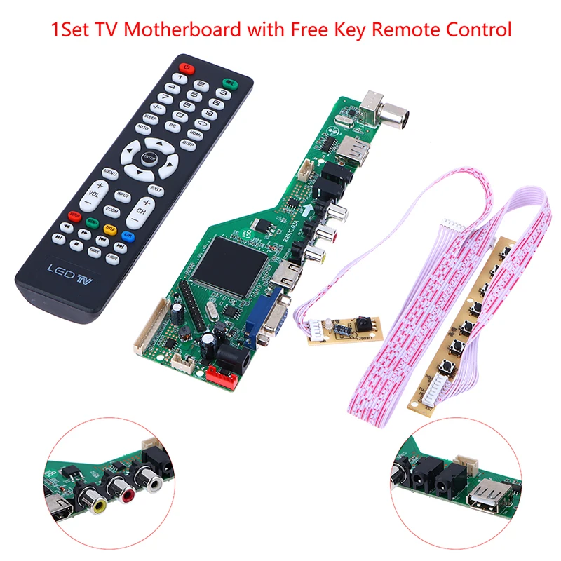 

1Set LCD TV Motherboard Drive Board RR52C.03A Supports DVB-T DVB-T2 with Free Key Remote Control