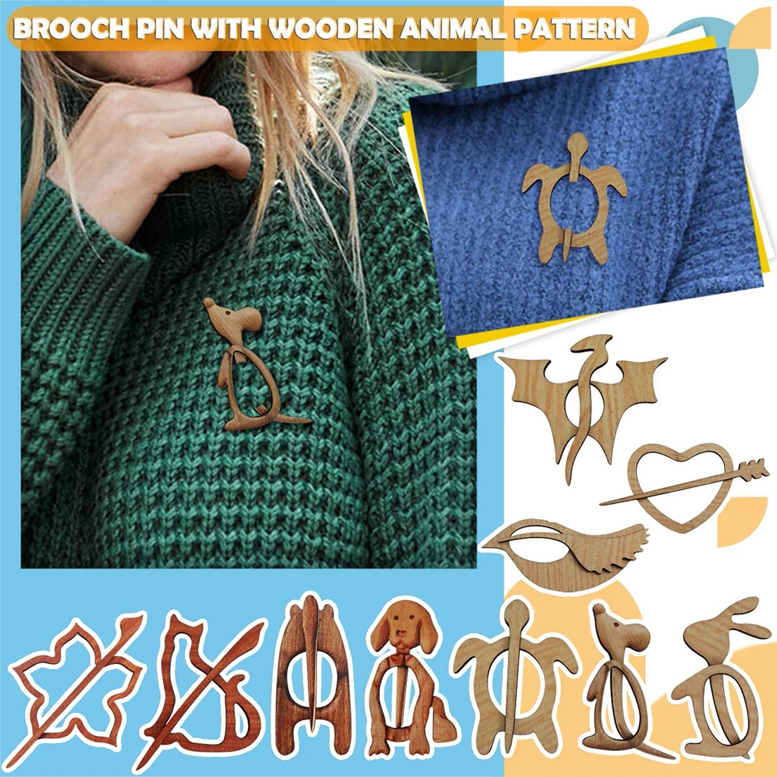 

Brooch Pin With Wooden Animal Pattern Diy Craft Badge Cartoon Pin Funny Cute Shawl Pin Scarf Buckle Clasp Pins Jewelry Gift 2023