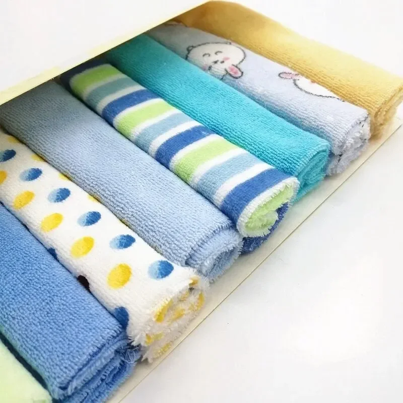 8 Pieces of Baby Bath Towel Soft Face Natural Cotton Feeding Absorbent Small Handkerchief Bib Saliva Shower Gift