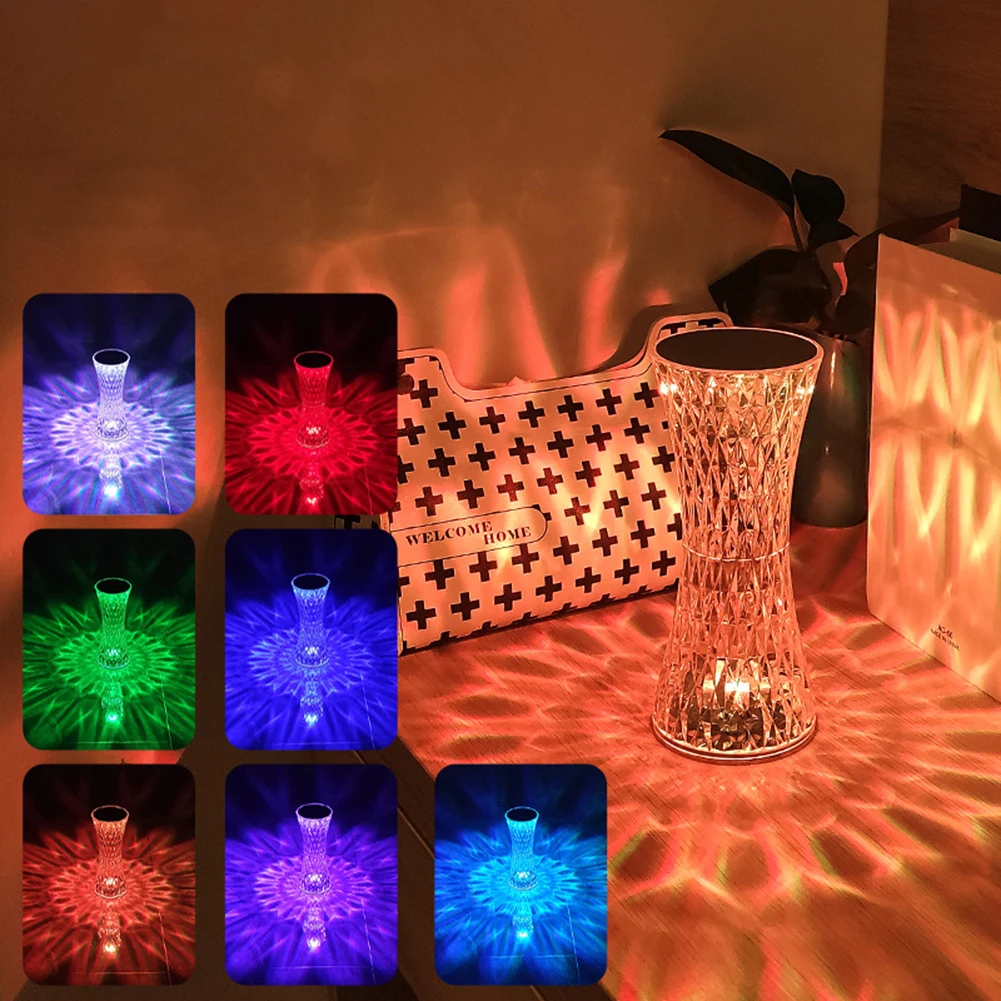 

LED Crystal Projector Lamp USB Charging Indoor Lighting with Touch Control Projection Table Lamp Adjustable for Living Room
