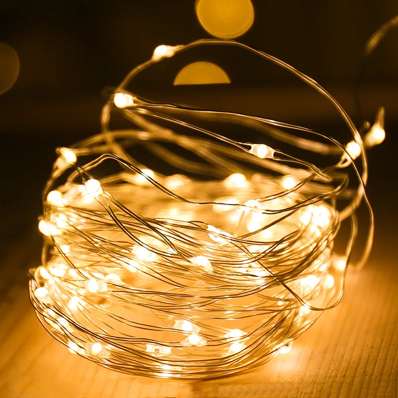 

10PCS LED String Copper Wire Fairy Lights Christmas Wreath Cake Bedroom Wedding Decoration Small Lights
