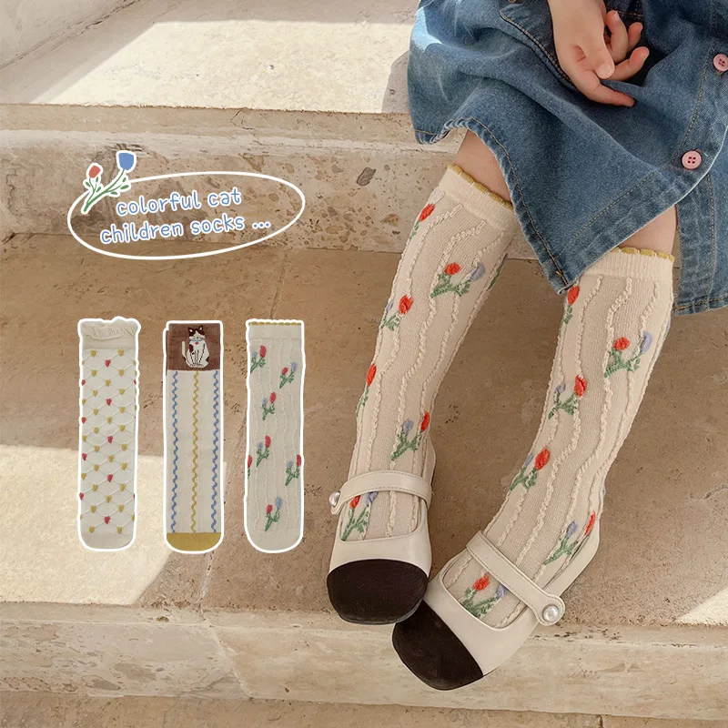 

Cartoon Little Kids Socks Girls Socks Cute Children's Calf Cat Socks Frilly Pairs Socks Girls Stockings Mesh 3 Girl Socks Socks