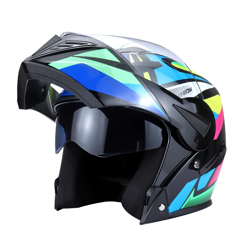 Electric Motorcycle Full Face Helmet HD Double Mirror Breathable Uncovered Helmet Four Seasons Universal Safety Helmet enlarge