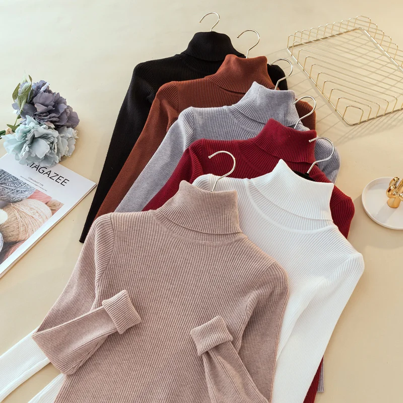 

Woman Sweaters 2022 Autumn Winter Tops Turtleneck Sweater Women Slim Pullover Jumper High Neck Knitted Sweater Pull Femme Hiver