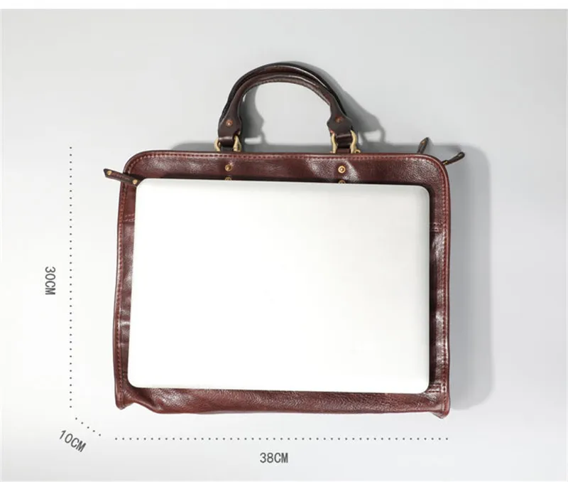 Fashion luxury genuine leather men's women's briefcase designer organizer business travel first layer cowhide messenger bag