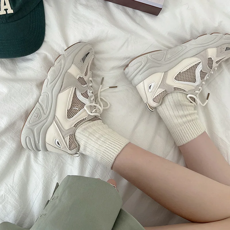 

Гонконгские Папины туфли на толстой подошве, Женская стильная Весенняя модная новинка 2023, туфли с круглым носком, универсальная спортивная ...