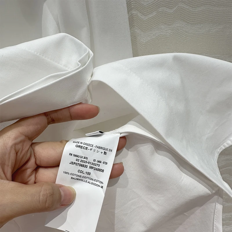 Женские рубашки 2024 новые свободные хлопковые топы брошь на металлических