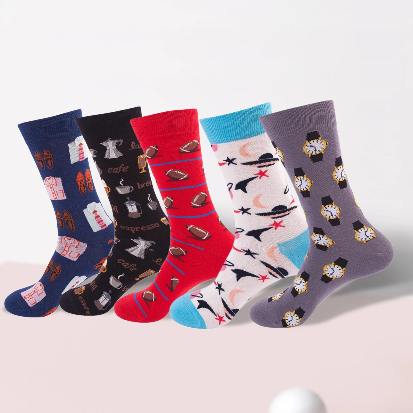 

1-3 Pairs Unisex Printed Socks Comfortable Mid-Tube Socks Casual Stretchy Fashion for Home Outdoor Sports