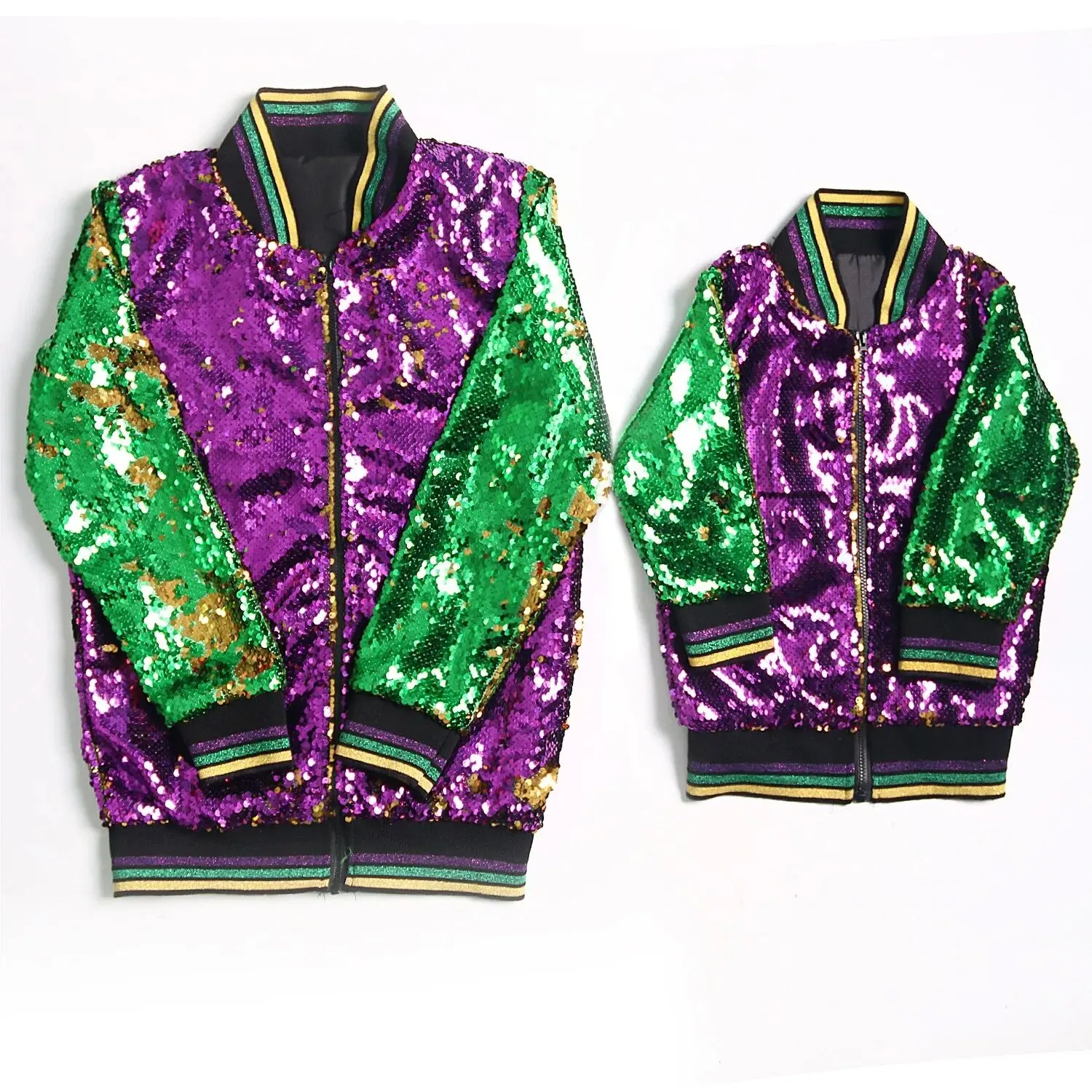 Фото Ruffkids Mardi Gras Mommy And Me Одинаковая верхняя одежда для девочек и женщин Весенняя мода Топы с длинными рукавами Пальто на молнии Детская куртка с пайетками №3