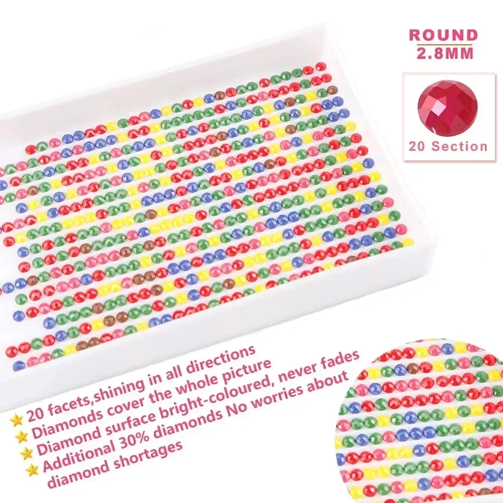 5D Комплект Алмазной Живописи Hello Kitty Kuromi Cinnamoroll Вышивка Крестиком Круглая Мозаика