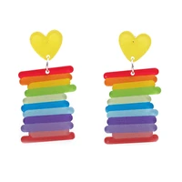 new korea fashion rainbow colorful earring hanging earrings striped multicolor earrings wholesale jewelry gift for women girls