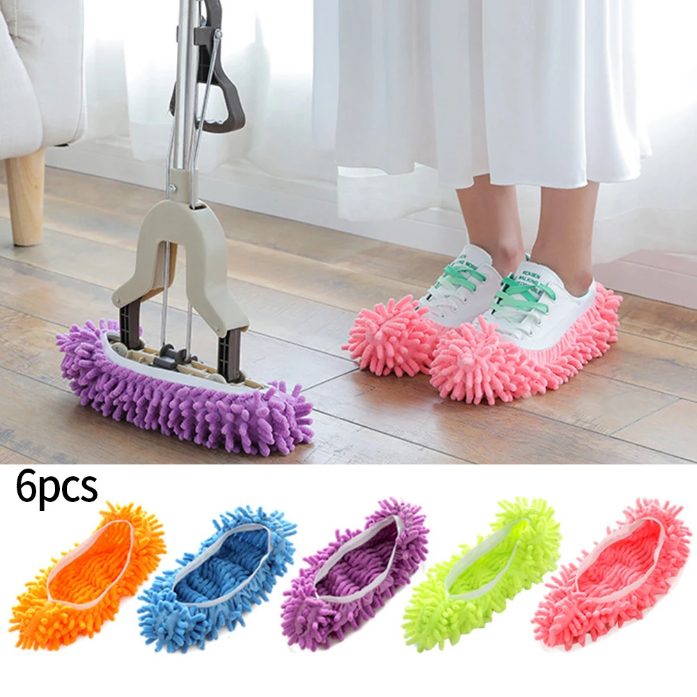 

6pcs Dust Cleaner Grazing Slippers Lazy Mopping Shoes Cover House Bathroom Floor Cleaning Mop Slipper Duster Cloth Removable
