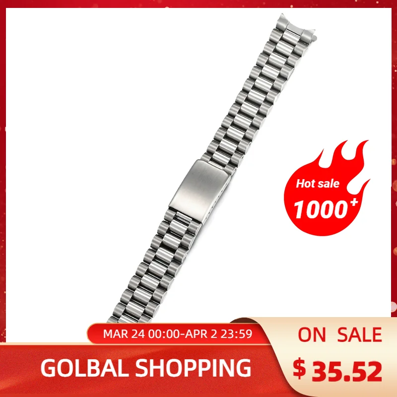 316L Stainless Steel18mm 20mm Brush Polish President Watch Strap Band Curved End Fit For SKX5