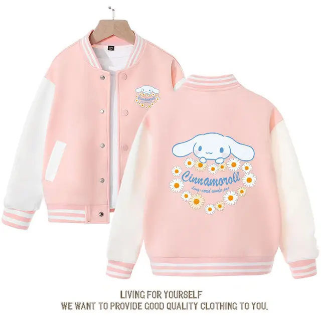 

Kawaii Sanrio Spring Coat Anime Cartoon Cinnamoroll Woman Cute Autumn Jacket Loose Sports Baseball Uniform Girl Birthday Gift
