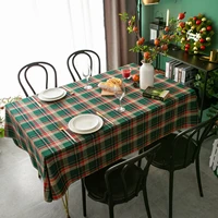 rectangular tablecloth home plaid striped tablecloth retro style thickened washable cotton round tablecloth hotel decoration