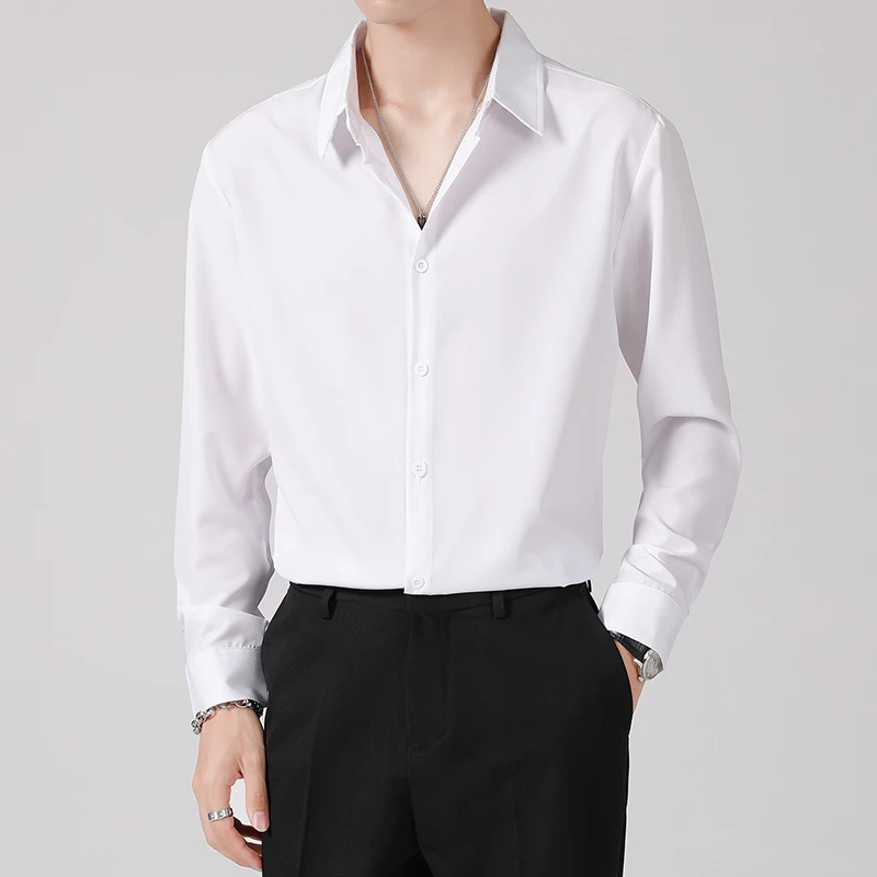 Fashion Dress Solid Quality Long Sleeve Formal Business Men Shirts
