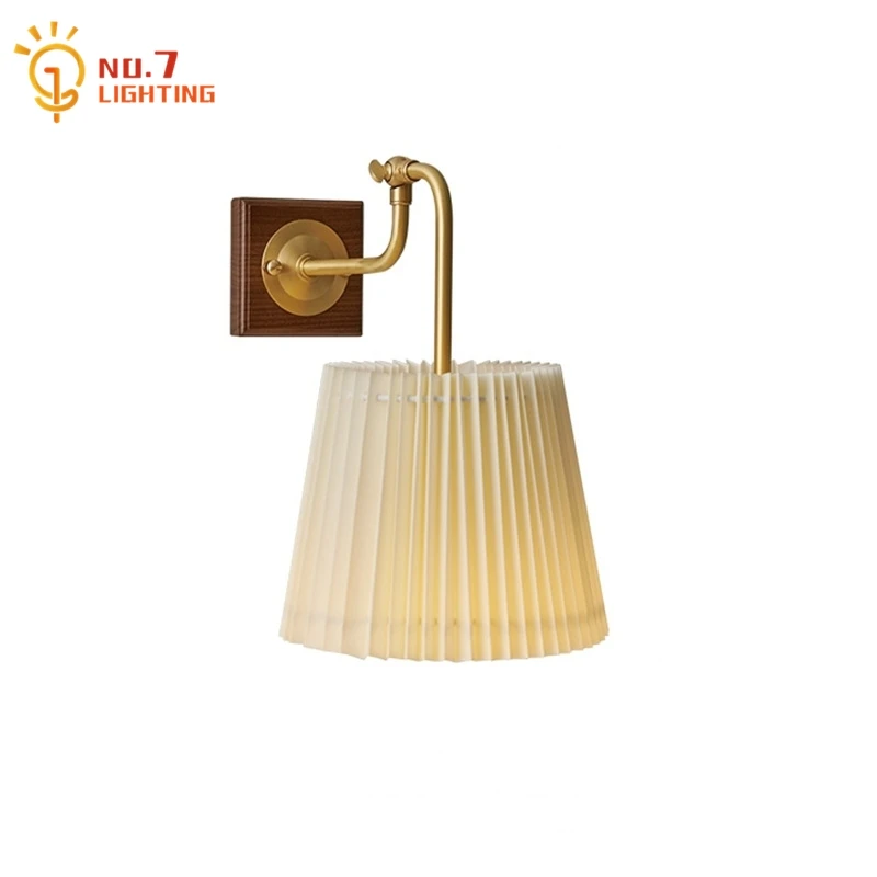 

Минималистичная роскошная винтажная настенная лампа в стиле ретро, Светодиодная лампа E27, регулируемое Плиссированное внутреннее освещени...