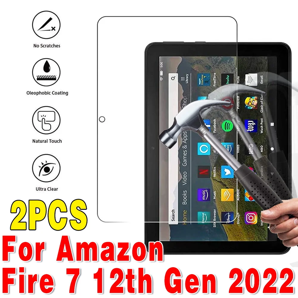 

2pcs Screen Protector for All-New Amazon Fire 7 Tablet 2022 Release 12th Gen Tempered Glass Film for Kindle Fire 7 7.0 Inch