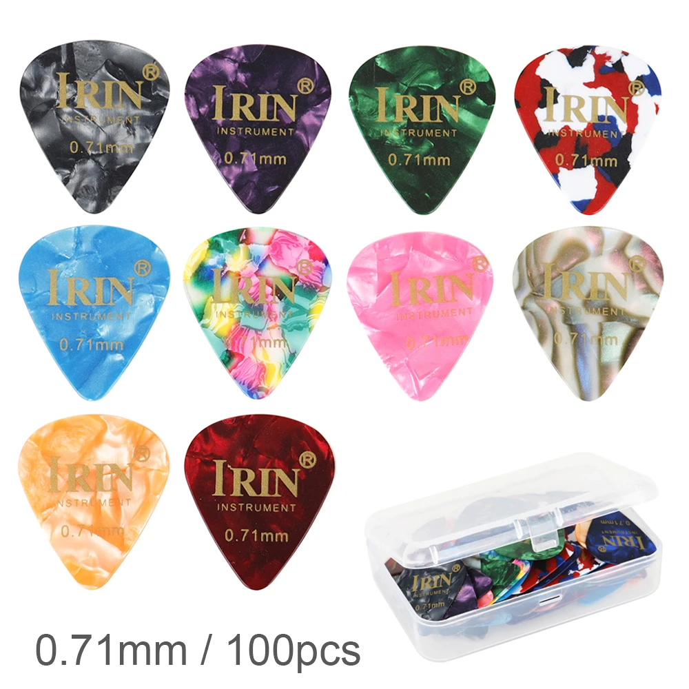 

100 pcs Guitar Picks Box 0.71mm Thickness Celluloid Skidproof Guitar Pick Plectrum for Electric Acoustic Guitar Bass Ukulele