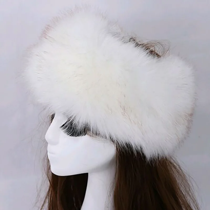 

Winter Women Fashion Russian Thick Warm Beanies Fluffy Fake Faux Fur Hat Empty Top Hat Headscarf