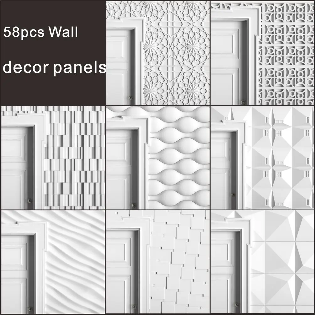 58pcs Wall_decor_panels 3d STL Model Relief for CNC Router Aspire Artcam _ Wall decor panels for 3D printer
