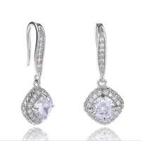 fashion blue zircon gem earrings retro crystal womens party drop earrings
