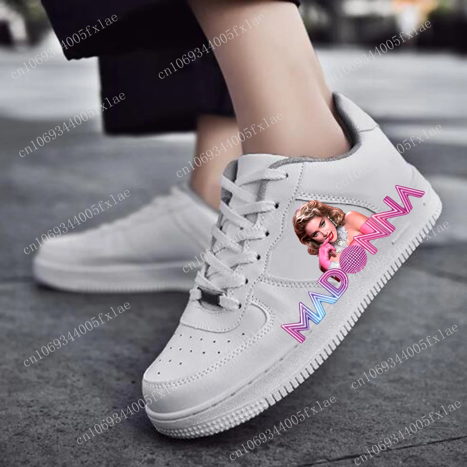 

Madonna AF Basketball Mens Womens Sports Running High Quality Flats Force Sneakers Lace Up Mesh Customized Made Shoe White