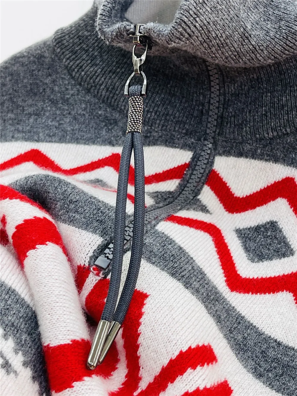 Осенний женский жаккардовый кашемировый свитер с бисером пуловер длинными