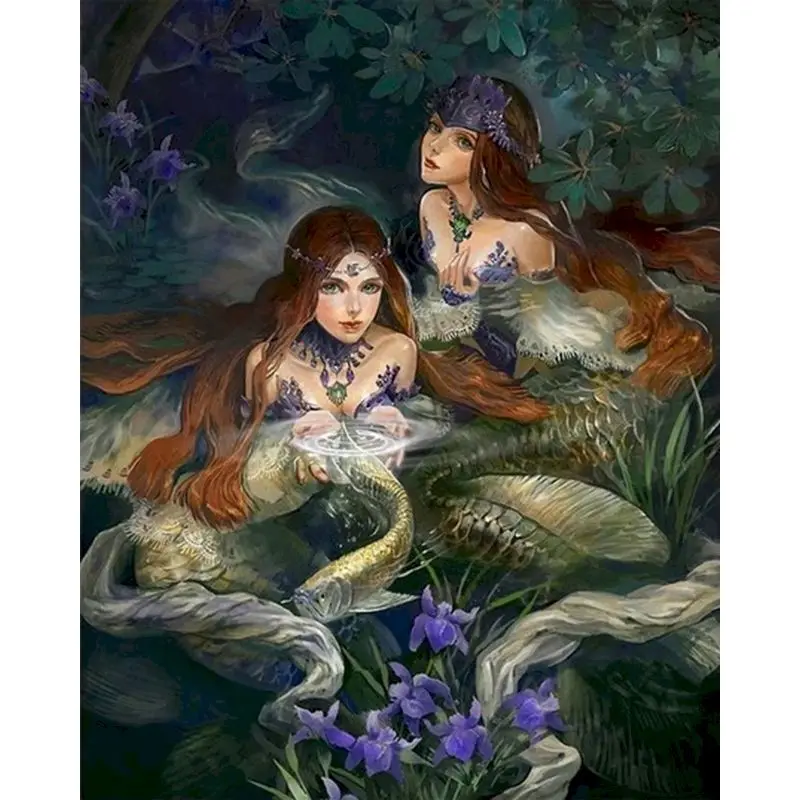 

CHENISTORY Animals Paint By Number For Adults Mermaid Picture By Number Woman 40x50cm Home Decor Wall Paints Unique Gift