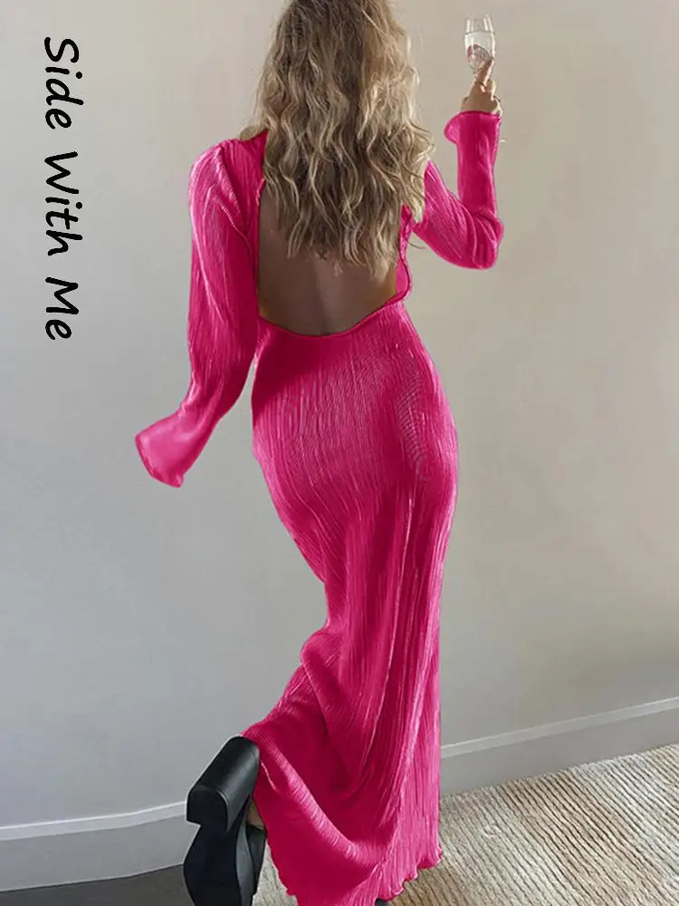 

Женское платье с длинным рукавом, разрезом и открытой спиной, Y2K