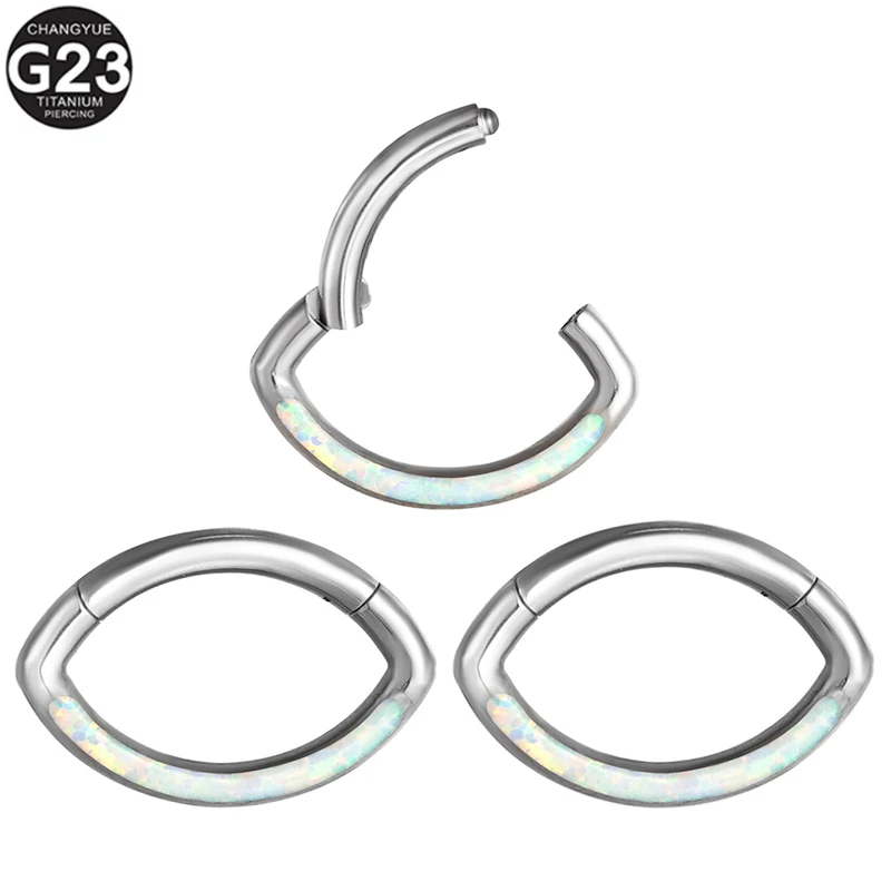 

G23 Titanium Earrings 16G Opal High Section Clickers Nose Septum Nose Rings Eye Type Auricular Cartilage Tragus Piercing Jewelry
