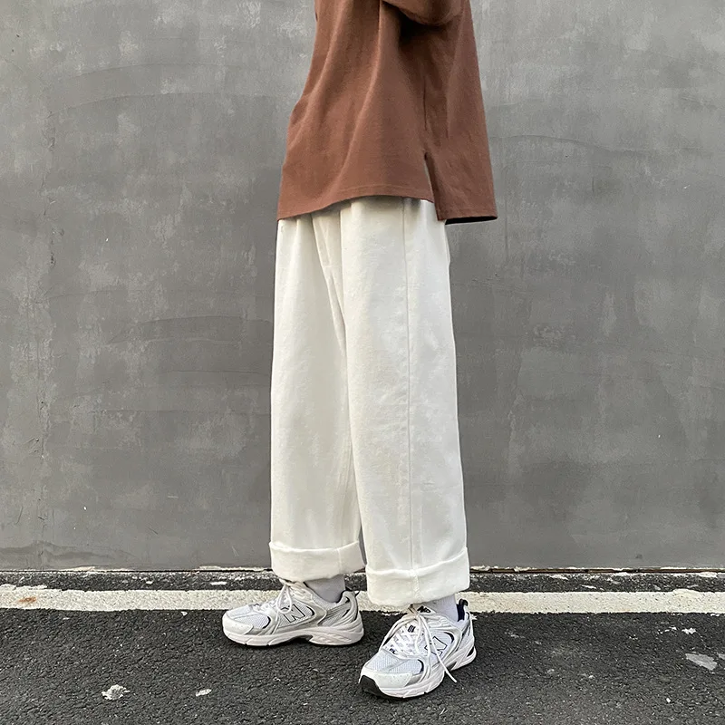 

Summer New Streetwear Baggy Jeans Men Korean Fashion Loose Straight Wide Leg Trousers Male Denim Pants White Light Blue
