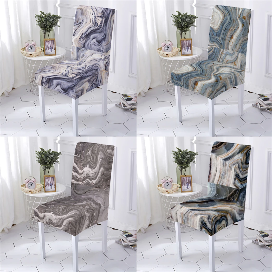 

European Style Chair Cover Spandex Elastic Chairs Slipcover Marble Pattern Elastic Chairs Covers Living Room Slipcover Removable