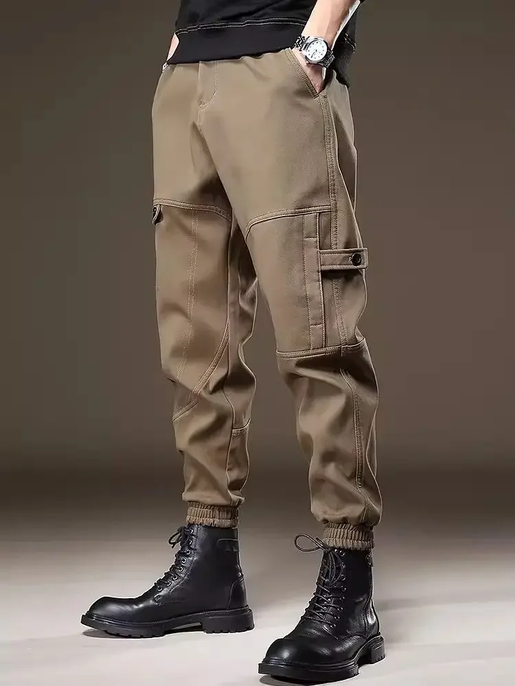 Брюки-карго мужские широкие роскошные штаны из хлопка дешевые Стандартный крой
