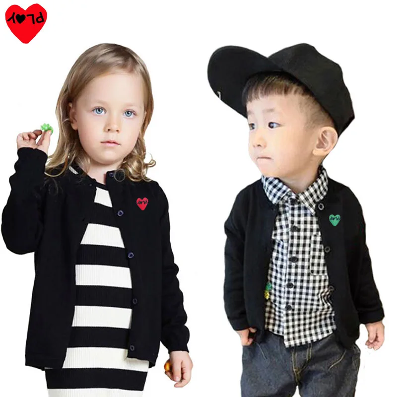 

PLAY Child Cardigan Cotton Heart Letter Embroidery O-neck Single-breasted Long-sleeved Spring Autumn Boy Girl Kid Loose Sweater