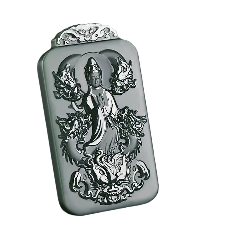 Подвеска Hetian из голубой Нефритовой башни Коулун Гуаньинь Мужская подвеска